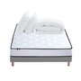 Voir la diapositive 3 : IDLITERIE Pack Ensemble Matelas Ressorts + Mémoire de forme + sommier + couette + oreillers ELOISE Made in France 140 x 190 Sommier Gris chiné