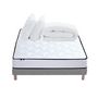 Voir la diapositive 3 : IDLITERIE Pack Ensemble Matelas Ressorts + Mémoire de forme + sommier + couette + oreillers ELOISE Made in France 140 x 190 Sommier Gris chiné