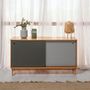 Voir la diapositive 4 : VS VENTA-STOCK Buffet Magnus 2 portes coulissantes couleur Gris, bois massif, 140 cm Largeur