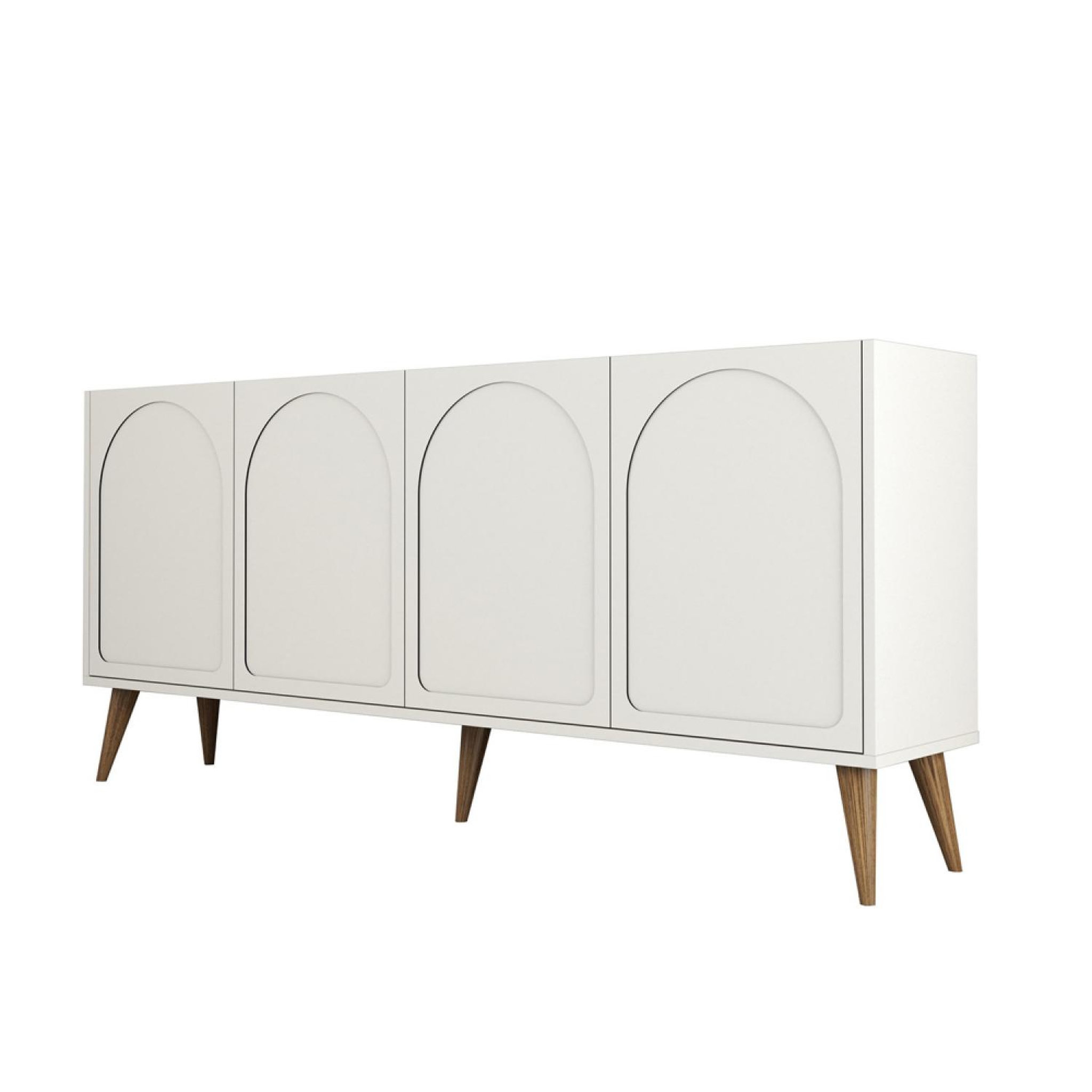 CONCEPT USINE Buffet 4 portes design arrondi crème 180x81cm lister