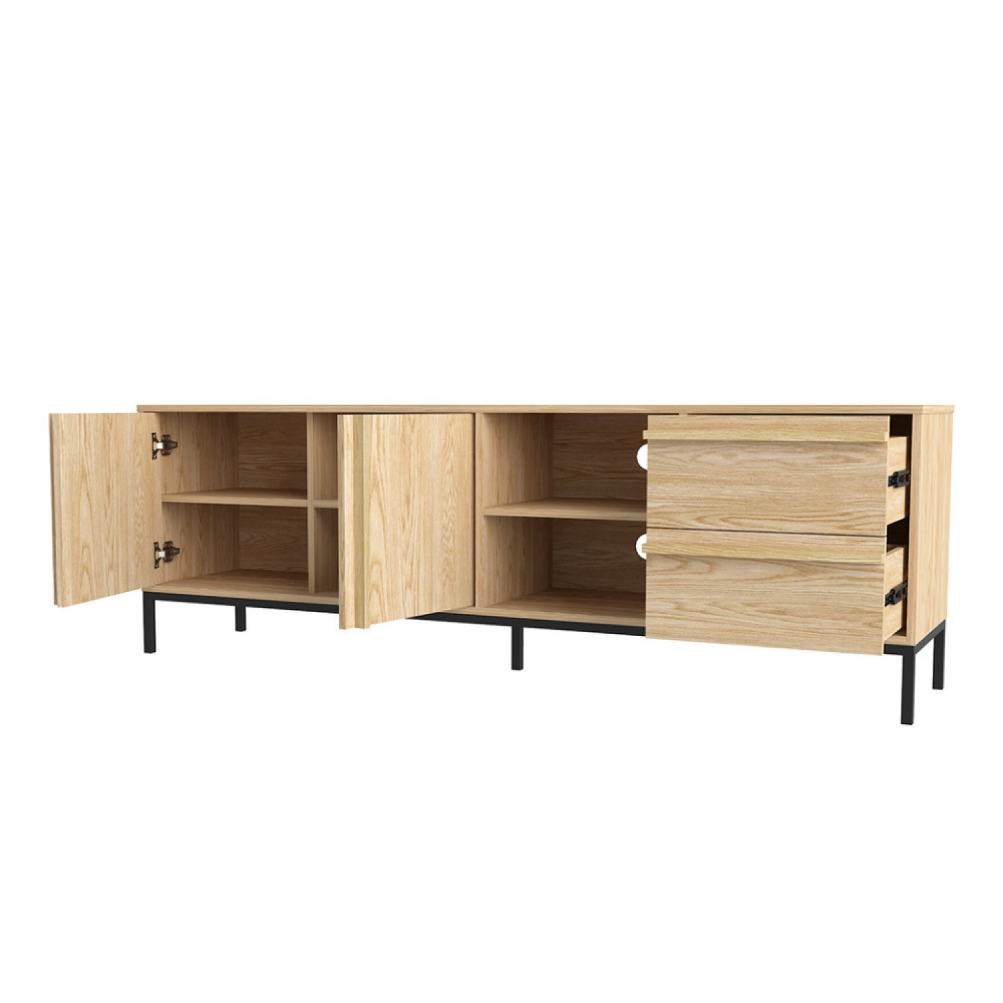Voir la diapositive 3 : CONCEPT USINE Buffet en bois avec rangements 180cm BUDAPEST