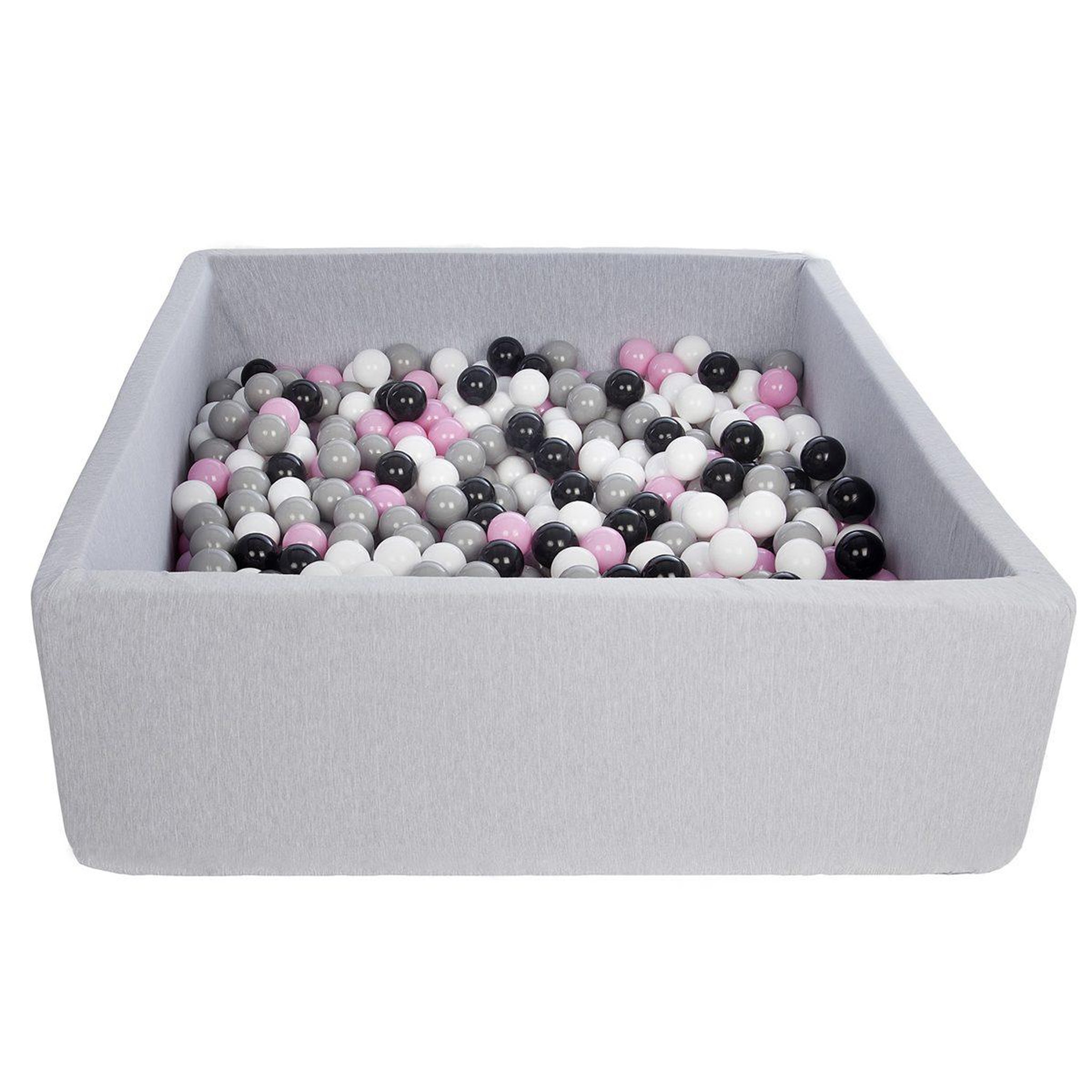 VELINDA Piscine à balles pour enfant, 20x120 cm, aire de jeu + 600 balles noir,blanc,rose clair,gris