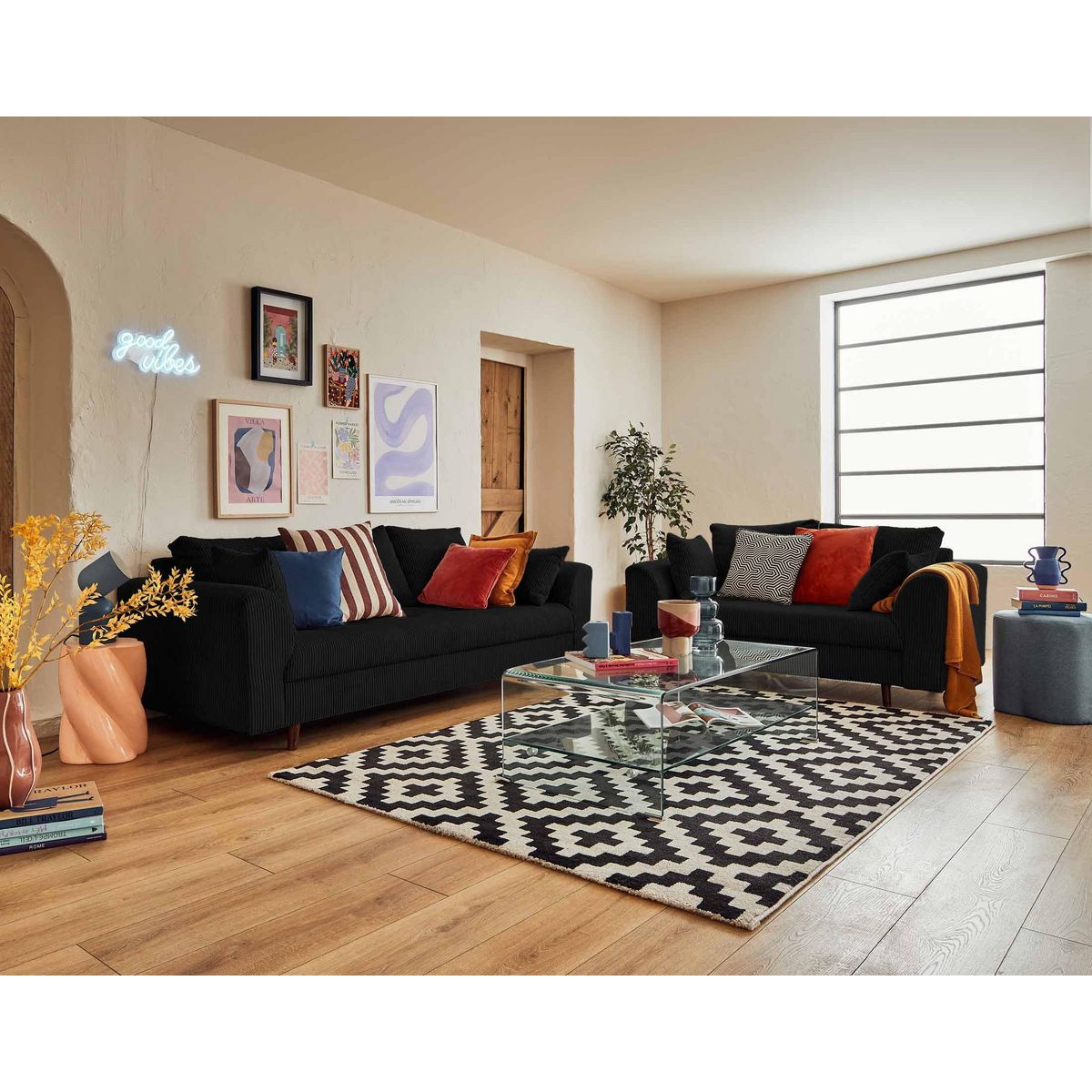 LISA DESIGN Rune - canapé 2 places - en velours côtelé