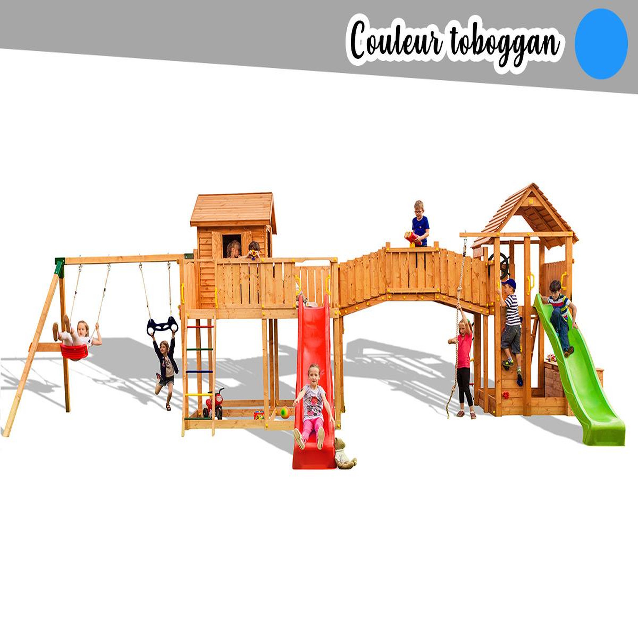 Voir la diapositive 1 : Fungoo Aire de jeux Maxi Smile Farm - Toboggan bleu - Fungoo