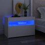 Voir la diapositive 1 : VIDAXL Table de chevet avec lumieres LED Blanc 60x35x40 cm