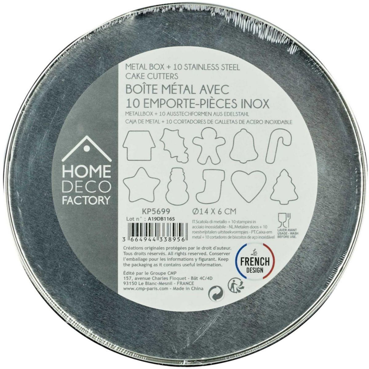 The Home Deco Factory Emporte pièces Noel x10 boite metal