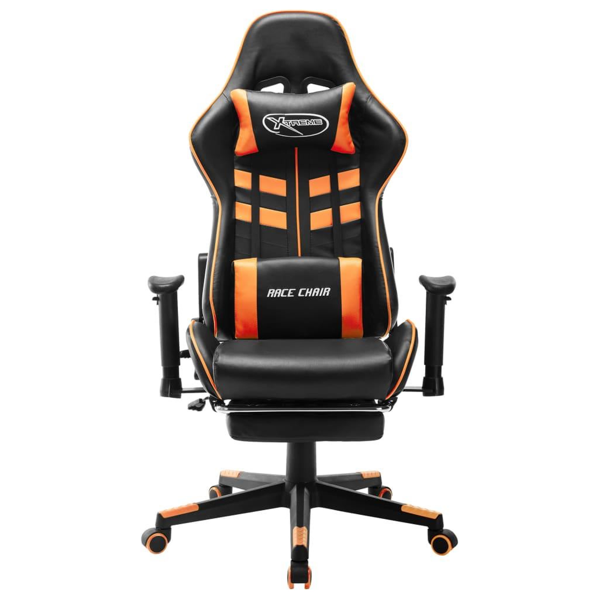 Voir la diapositive 2 : VIDAXL Chaise de jeu avec repose-pied Noir et orange Cuir artificiel