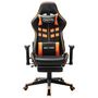 Voir la diapositive 2 : VIDAXL Chaise de jeu avec repose-pied Noir et orange Cuir artificiel
