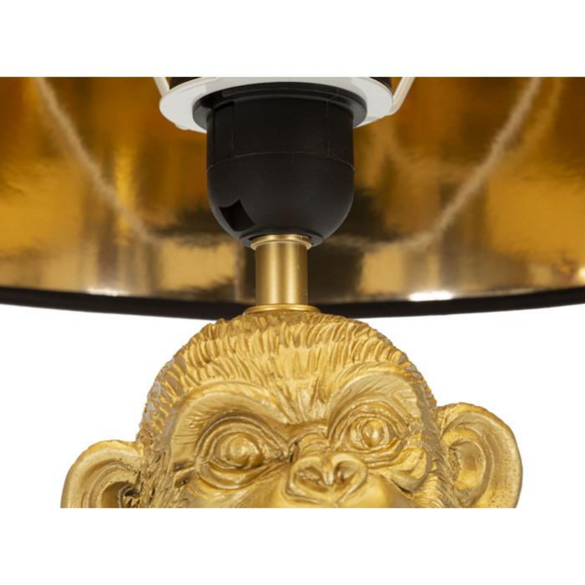 Paris Prix Lampe à Poser Design  Monkey Mum  49cm Or & Noir