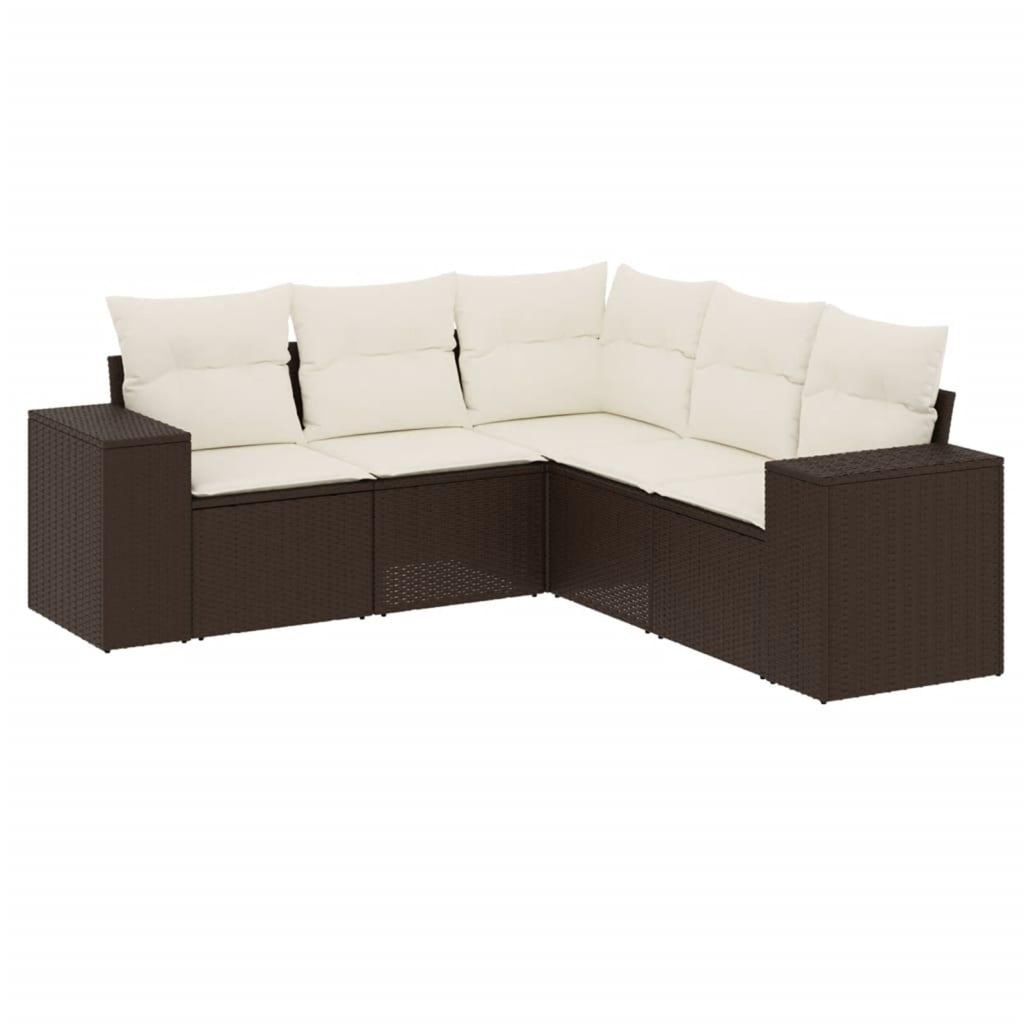 Voir la diapositive 2 : VIDAXL Salon de jardin avec coussins 5 pcs marron resine tressee