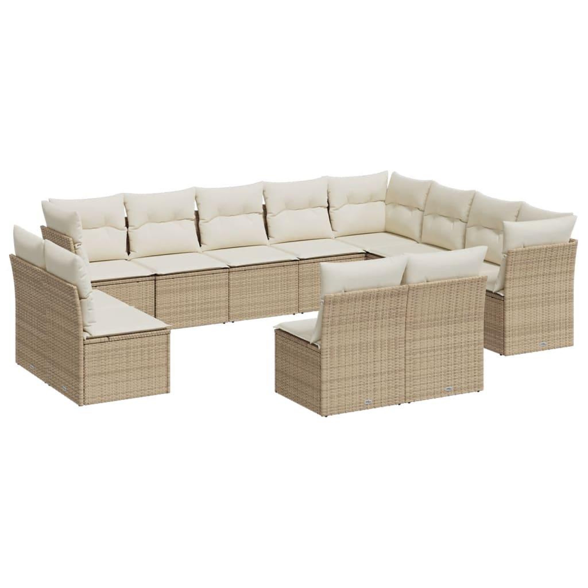 Voir la diapositive 2 : VIDAXL Salon de jardin avec coussins 12 pcs beige resine tressee