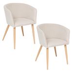 TOILINUX Lot de 2 fauteuils à diner en velours MARLO. Coloris disponibles : Vert, Marron, Beige