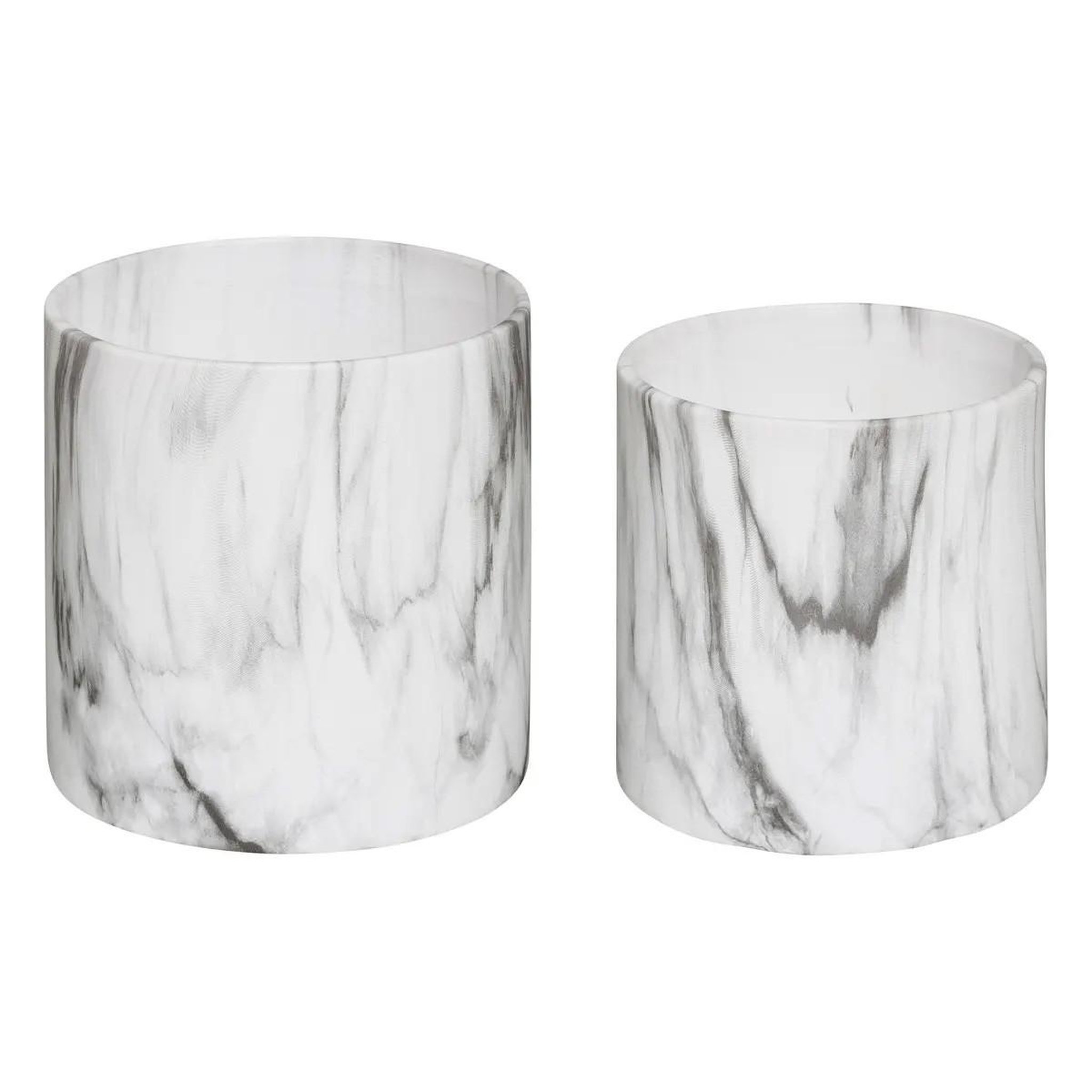 ATMOSPHERA Lot de 2 Cache-Pots  Effet Marbre  14cm Noir & Blanc