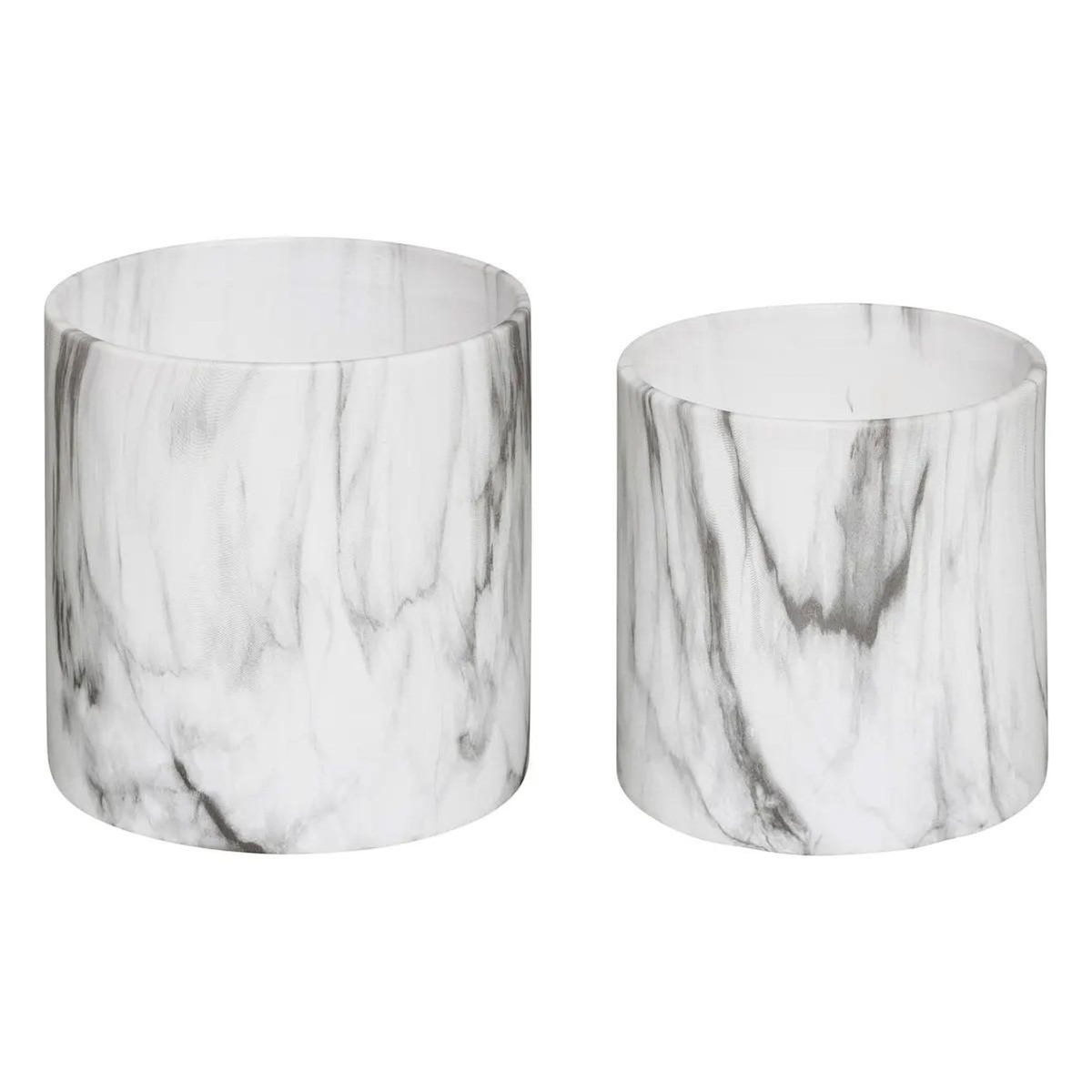 ATMOSPHERA Lot de 2 Cache-Pots  Effet Marbre  14cm Noir & Blanc