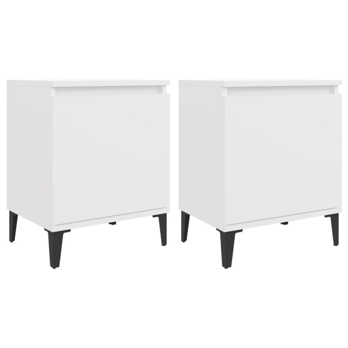 VIDAXL Tables de chevet avec pieds en metal blanc 40x30x50 cm