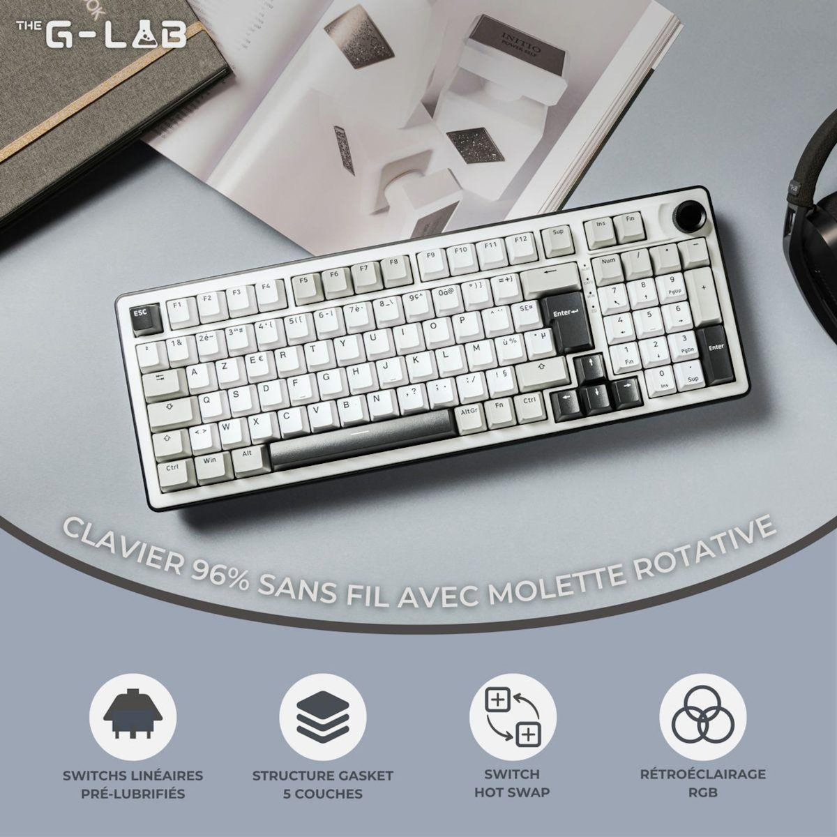 THE G-LAB Clavier gamer sans fil KEYZ ELITE 400WG