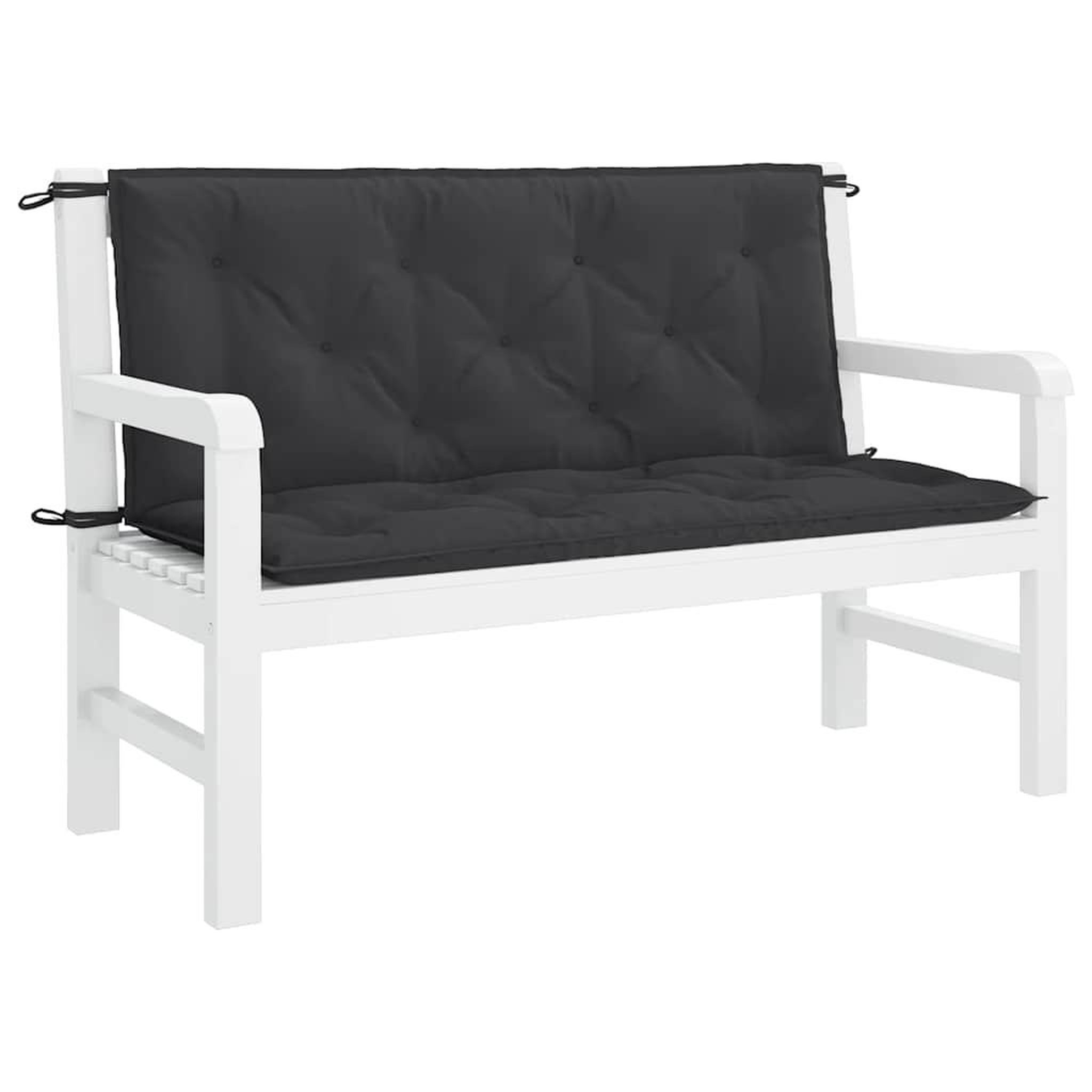 Voir la diapositive 4 : VIDAXL Coussin de banc de jardin noir 120x(50+50)x7 cm tissu oxford
