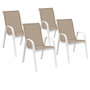 Voir la diapositive 1 : ID MARKET Lot de 4 chaises de jardin LYMA métal et textilène empilables blanc et beige