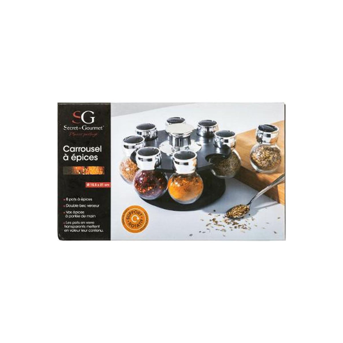 FIVE Présentoir à Épices Rotatif  Fioles  8 Pots Noir