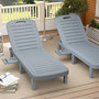Voir la diapositive 4 : OUTSUNNY Lot de 2 bains de soleil inclinable - plateau rétractable - PP texturé effet bois gris