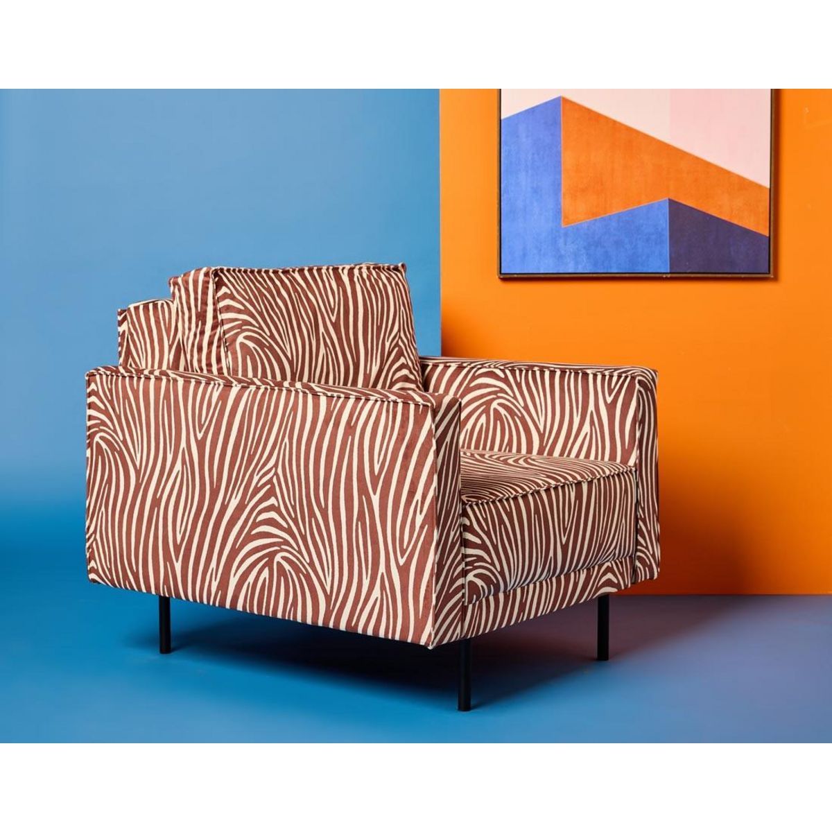 LISA DESIGN Charlie - fauteuil zèbre en velours