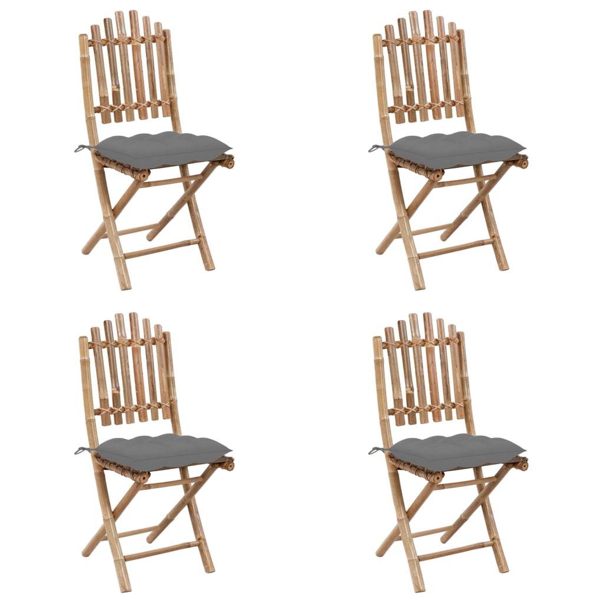 Voir la diapositive 3 : VIDAXL Ensemble a manger d'exterieur pliable 5pcs avec coussins bambou