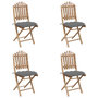 Voir la diapositive 3 : VIDAXL Ensemble a manger d'exterieur pliable 5pcs avec coussins Bambou