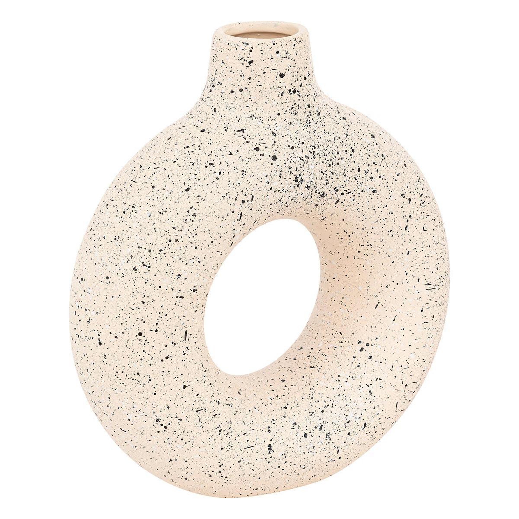 ATMOSPHERA Vase design en dolomite  circle  30cm blanc & noir