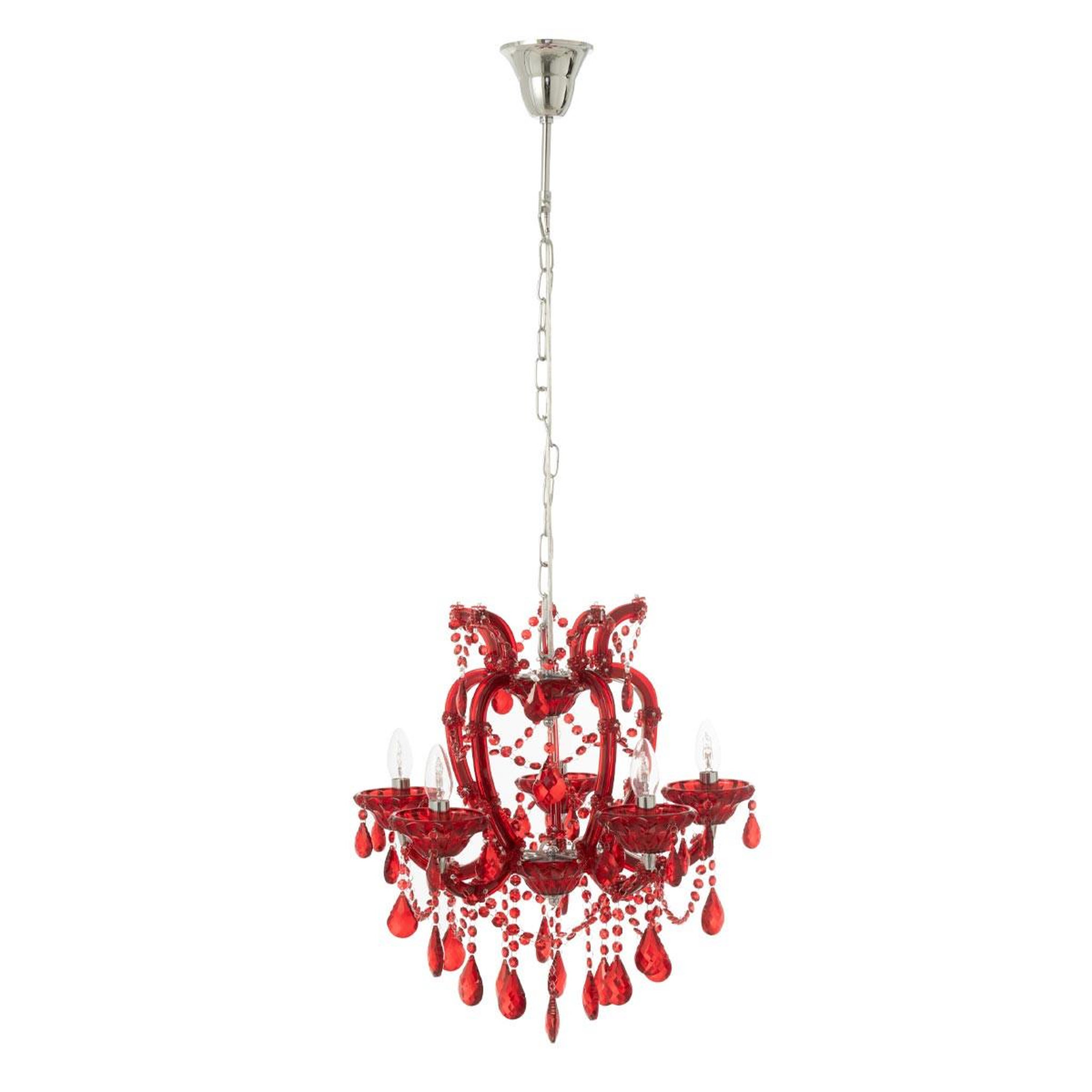 J-LINE Lustre en Verre  Antique  57cm Rouge