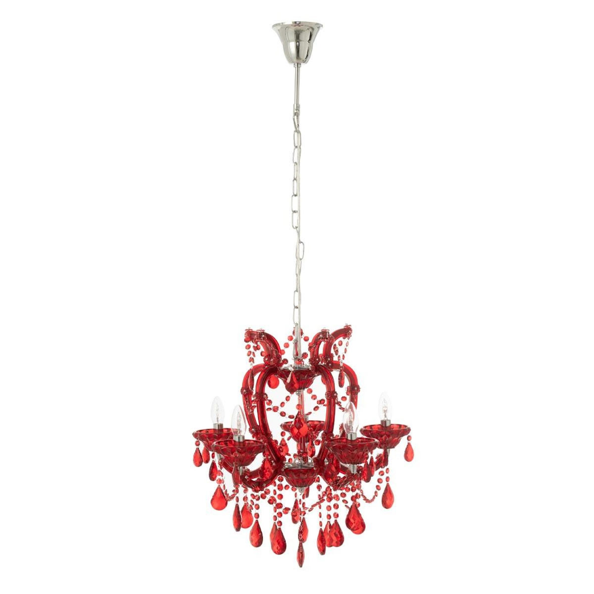 Paris Prix Lustre en Verre  Antique  57cm Rouge