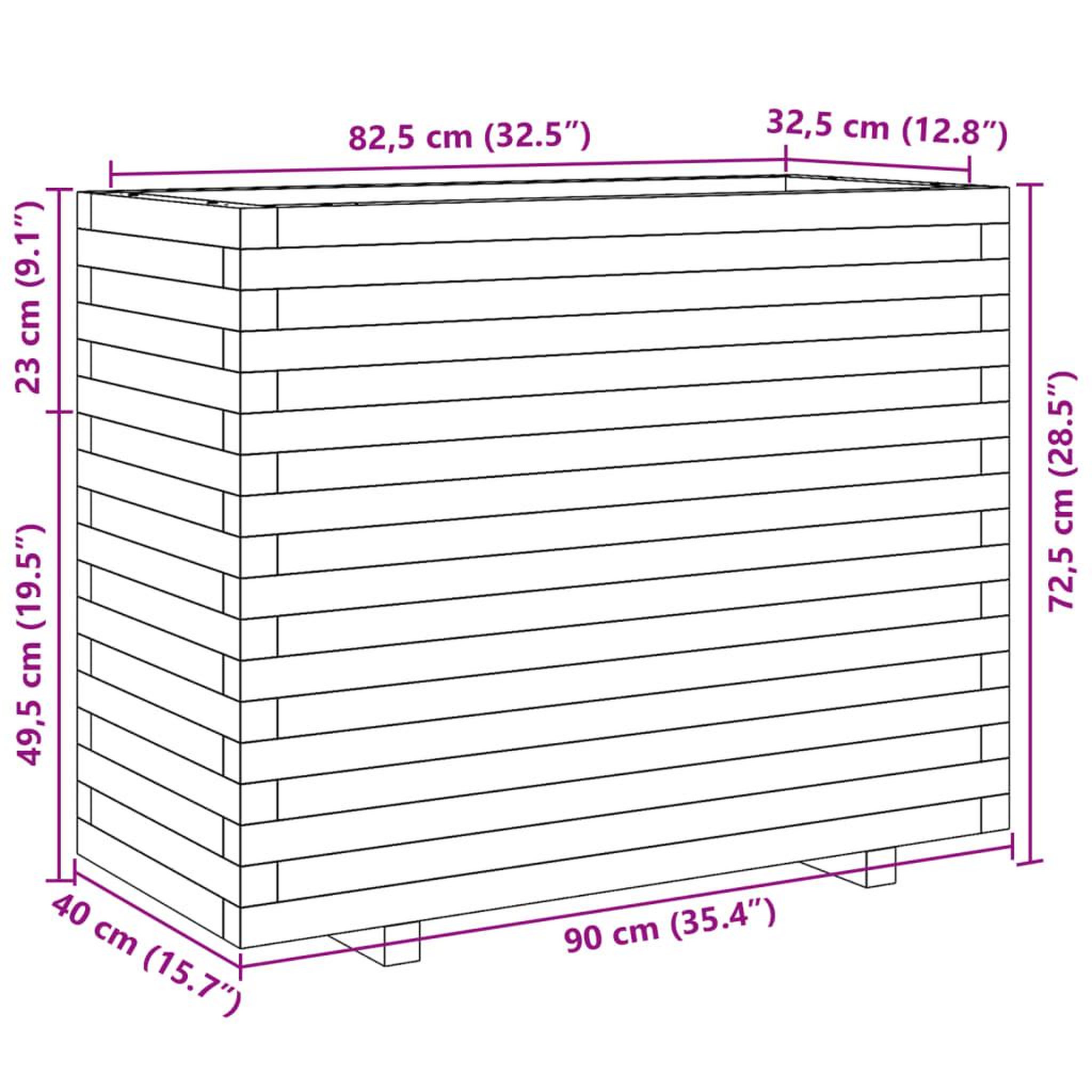 Voir la diapositive 6 : VIDAXL Jardiniere cire marron 90x40x72,5 cm bois de pin massif