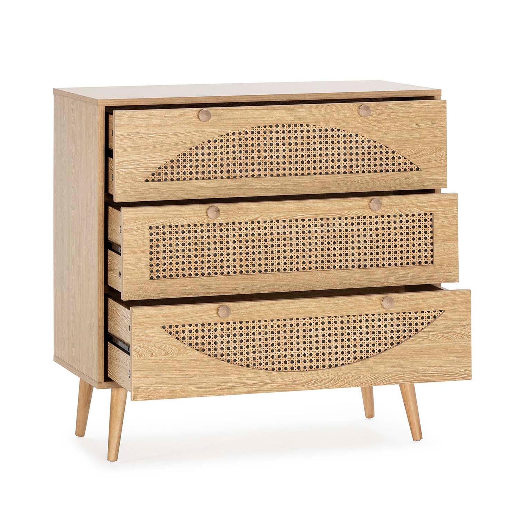 Voir la diapositive 3 : VS VENTA-STOCK Commode Luna 3 tiroirs couleur chêne