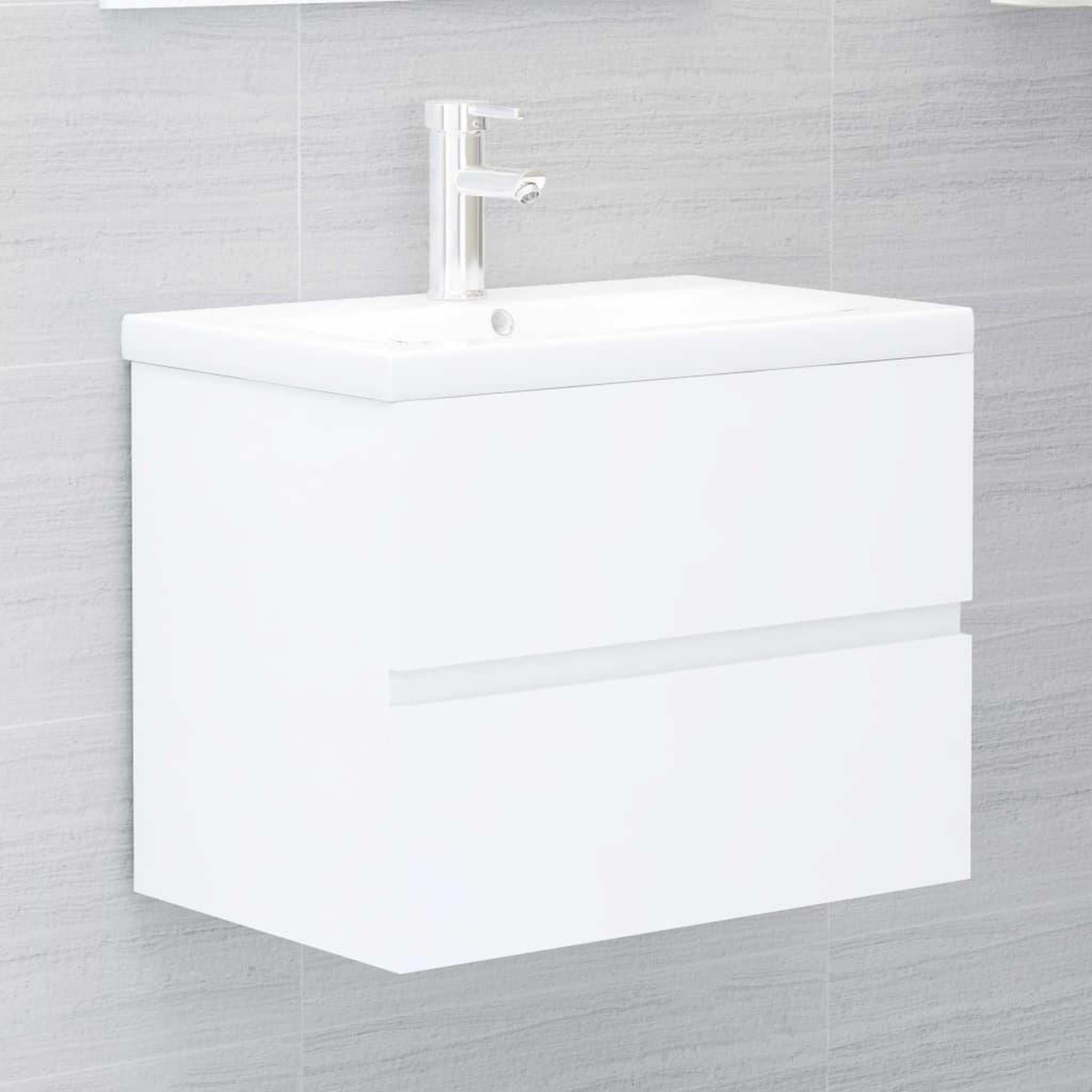 Voir la diapositive 1 : VIDAXL Armoire d'evier avec lavabo integre Blanc Bois d'ingenierie