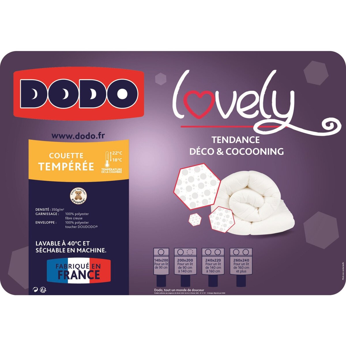 DODO Couette tempérée polyester DODO LOVELY 350g/m2