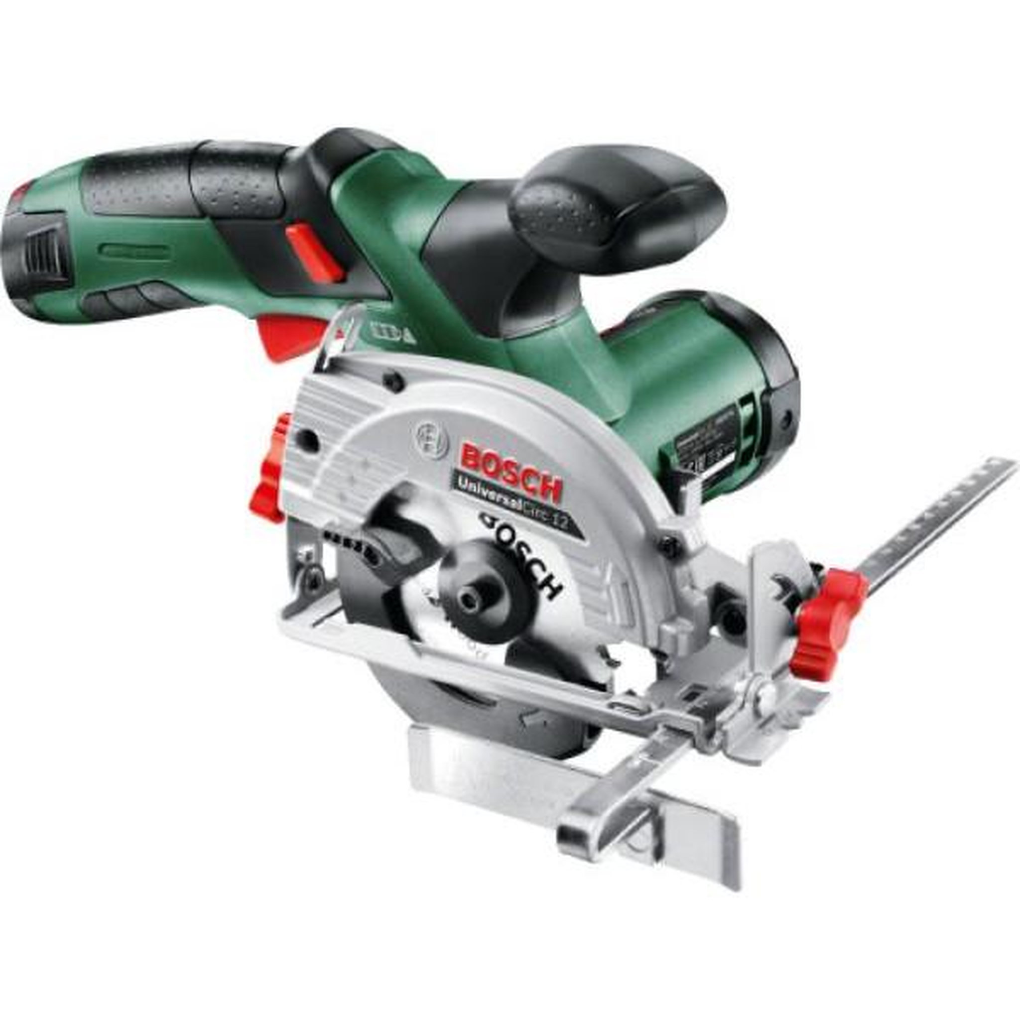 BOSCH Scie circulaire sans-fil Bosch - UniversalCirc 12 (1 batterie 12V-2,5Ah + butée parallele + lame de scie + aspirateur poussiere