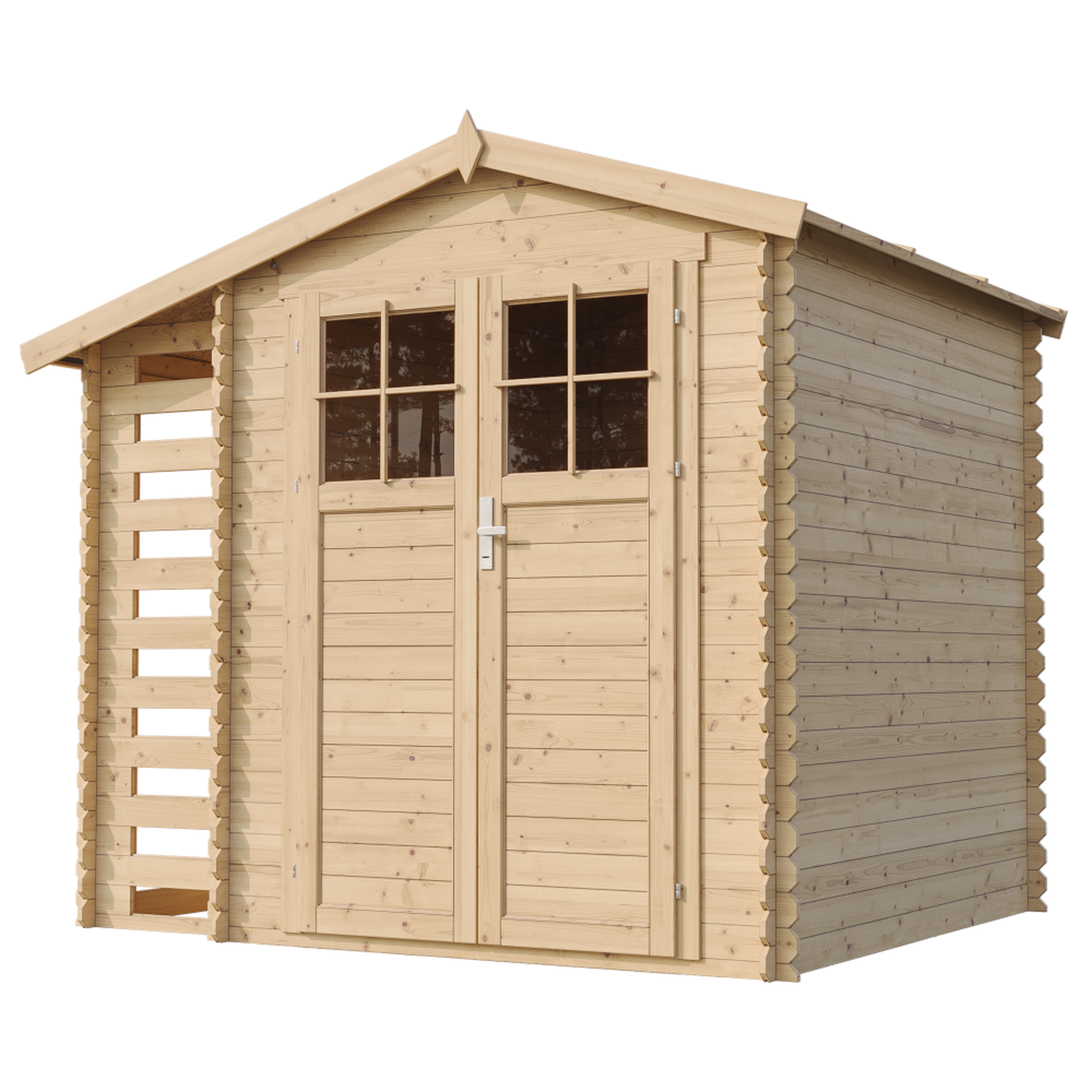 Voir la diapositive 3 : TIMBELA Abri de jardin en bois et range bûches avec sol traité - 3,53 + 0,97m2 m386f+m386g