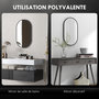 Voir la diapositive 5 : HOMCOM Miroir mural ovale dim. 40L x 70H cm cadre arrondi montage vertical/horizontal alu. noir