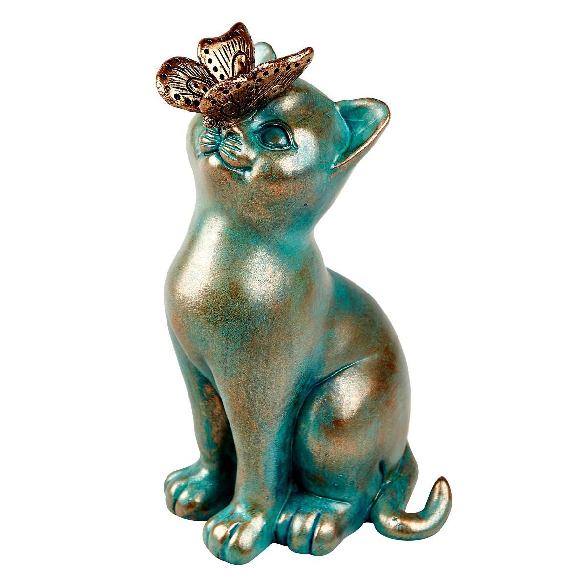 GARDENSTAR Chat en résine avec papillon - 19cm