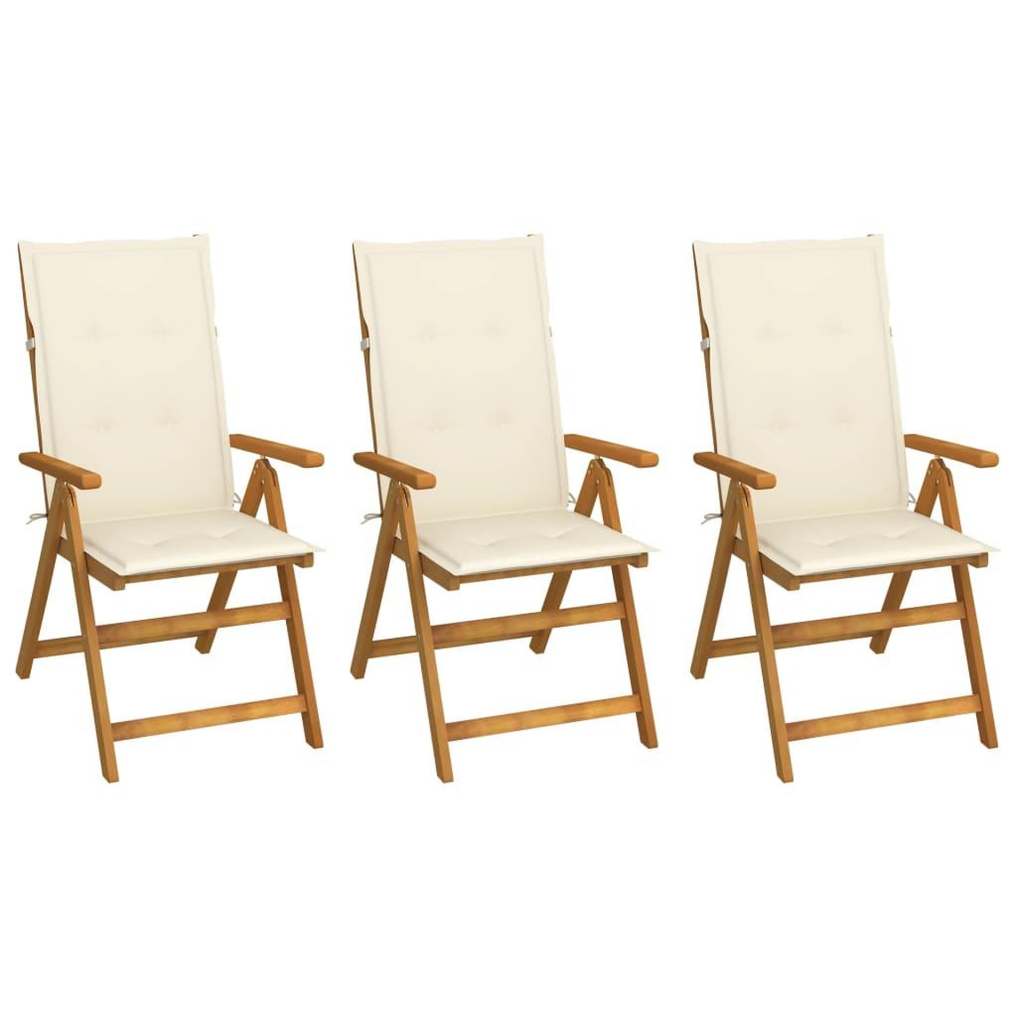 Voir la diapositive 1 : VIDAXL Chaises pliables de jardin lot de 3 avec coussins Bois d'acacia