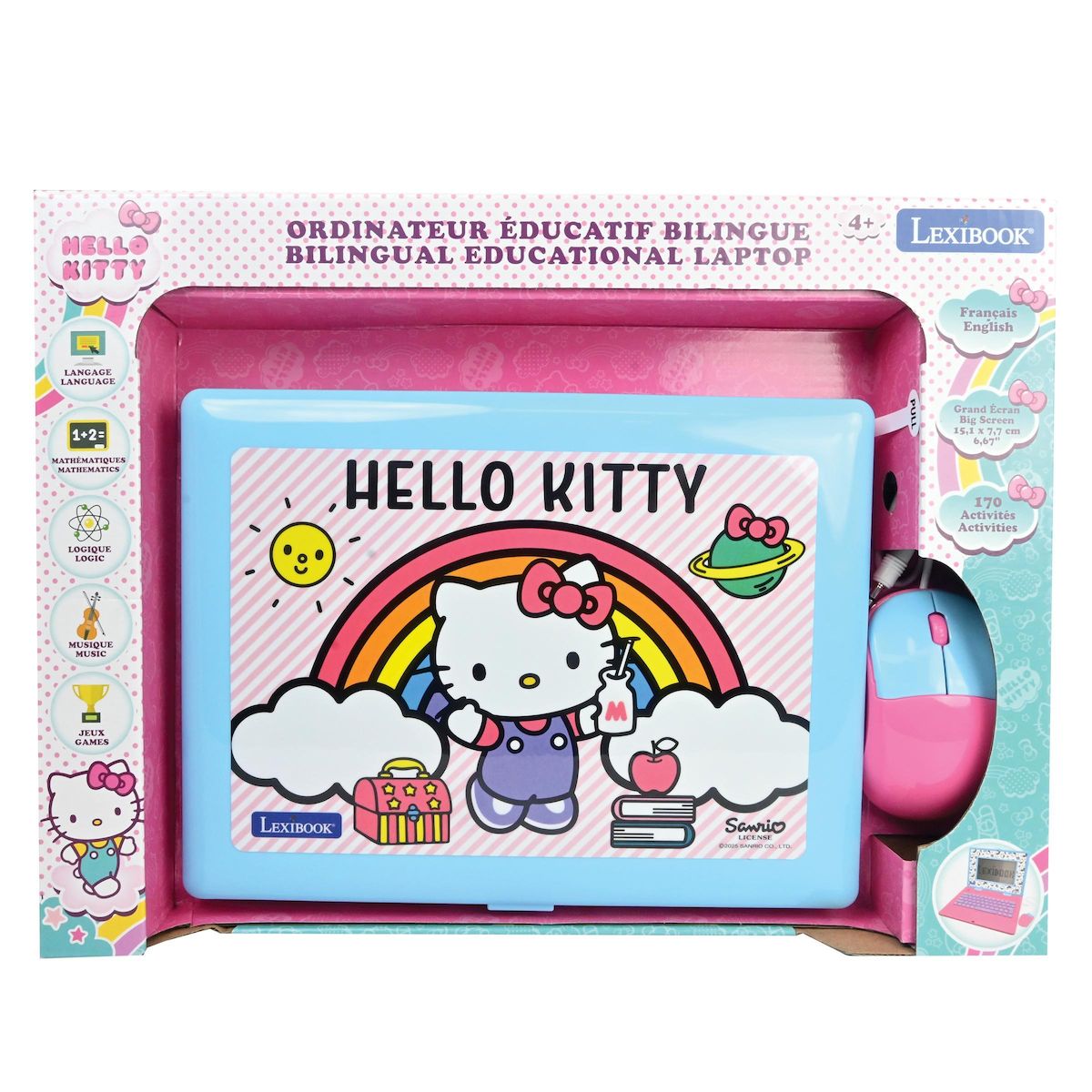 Lexibook Ordinateur portable éducatif bilingue écran 6.7  Hello Kitty (FR/EN)