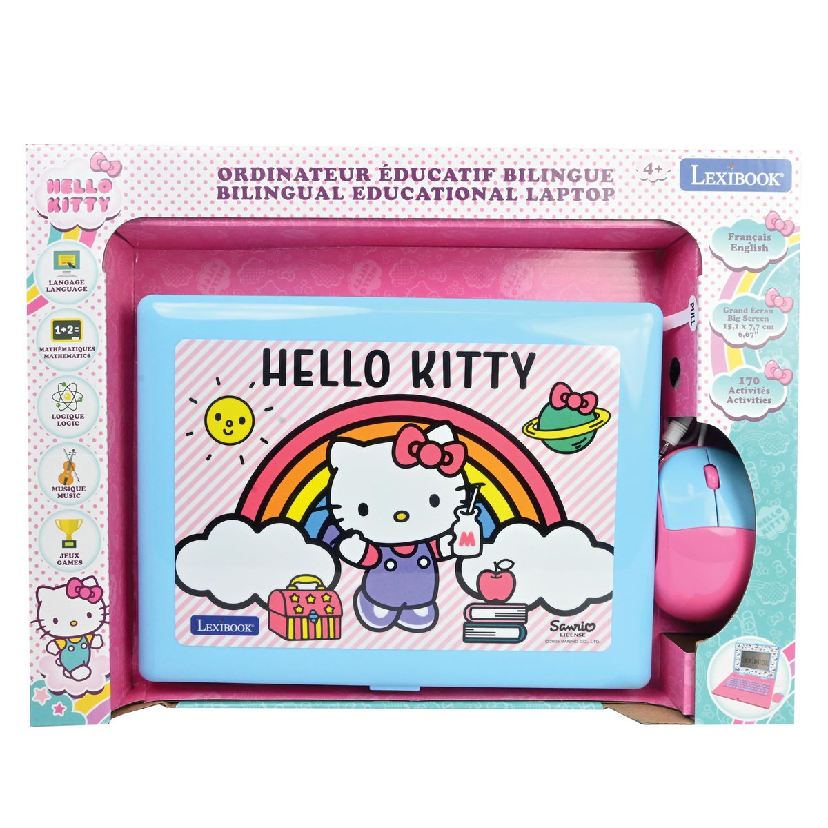 Lexibook Ordinateur portable éducatif bilingue écran 6.7  Hello Kitty (FR/EN)
