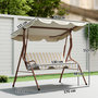 Voir la diapositive 3 : OUTSUNNY Balancelle de jardin 3 places coussins assise dossier beige blanc rayé