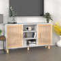 Voir la diapositive 1 : VIDAXL Buffet Blanc 105x30x60 cm Bois de pin massif et rotin naturel