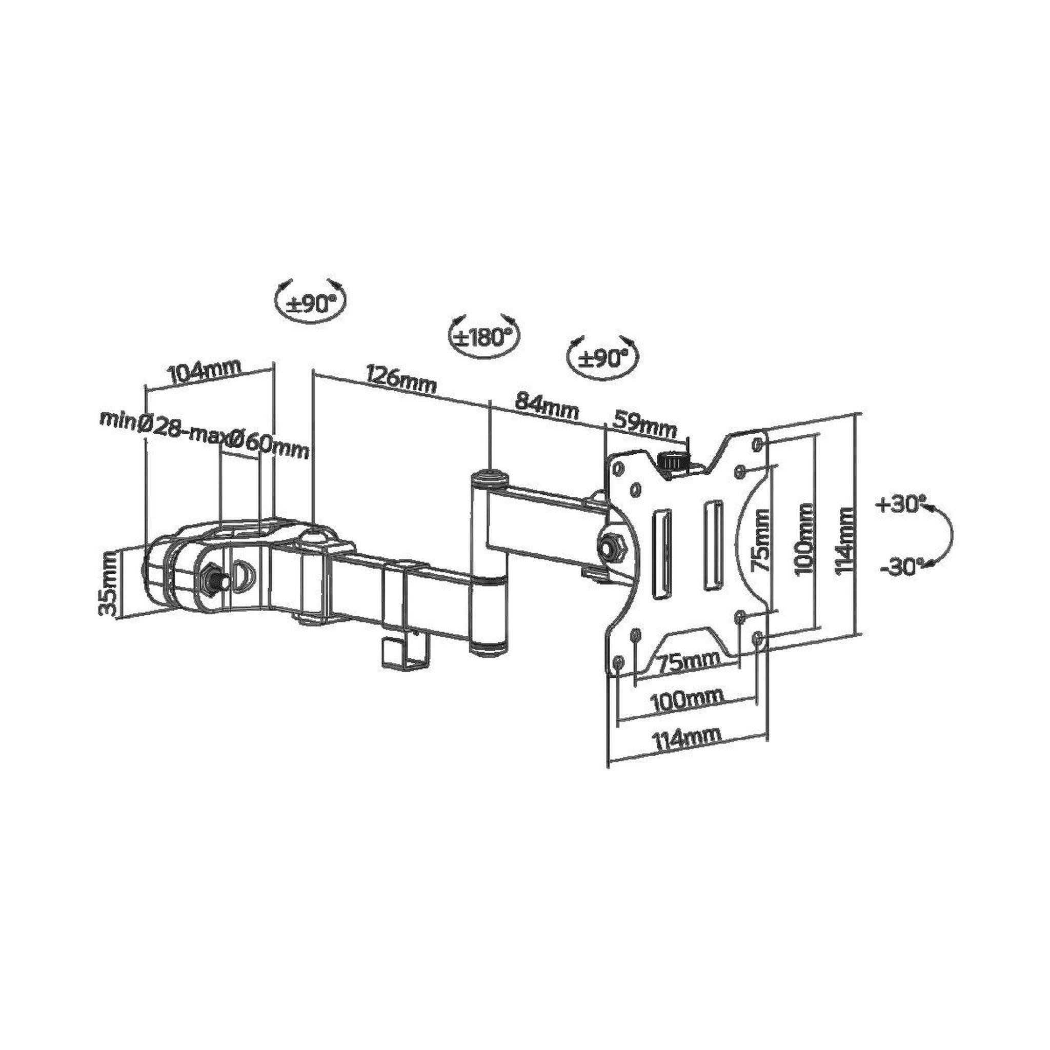 Voir la diapositive 3 : TECHLY Support TV mural Techly ICA-LCD 110BK pour écrans de 17 à 32 pouces