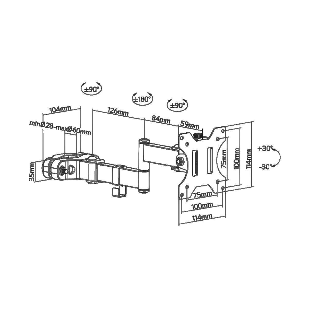 TECHLY Support TV mural Techly ICA-LCD 110BK pour écrans de 17 à 32 pouces