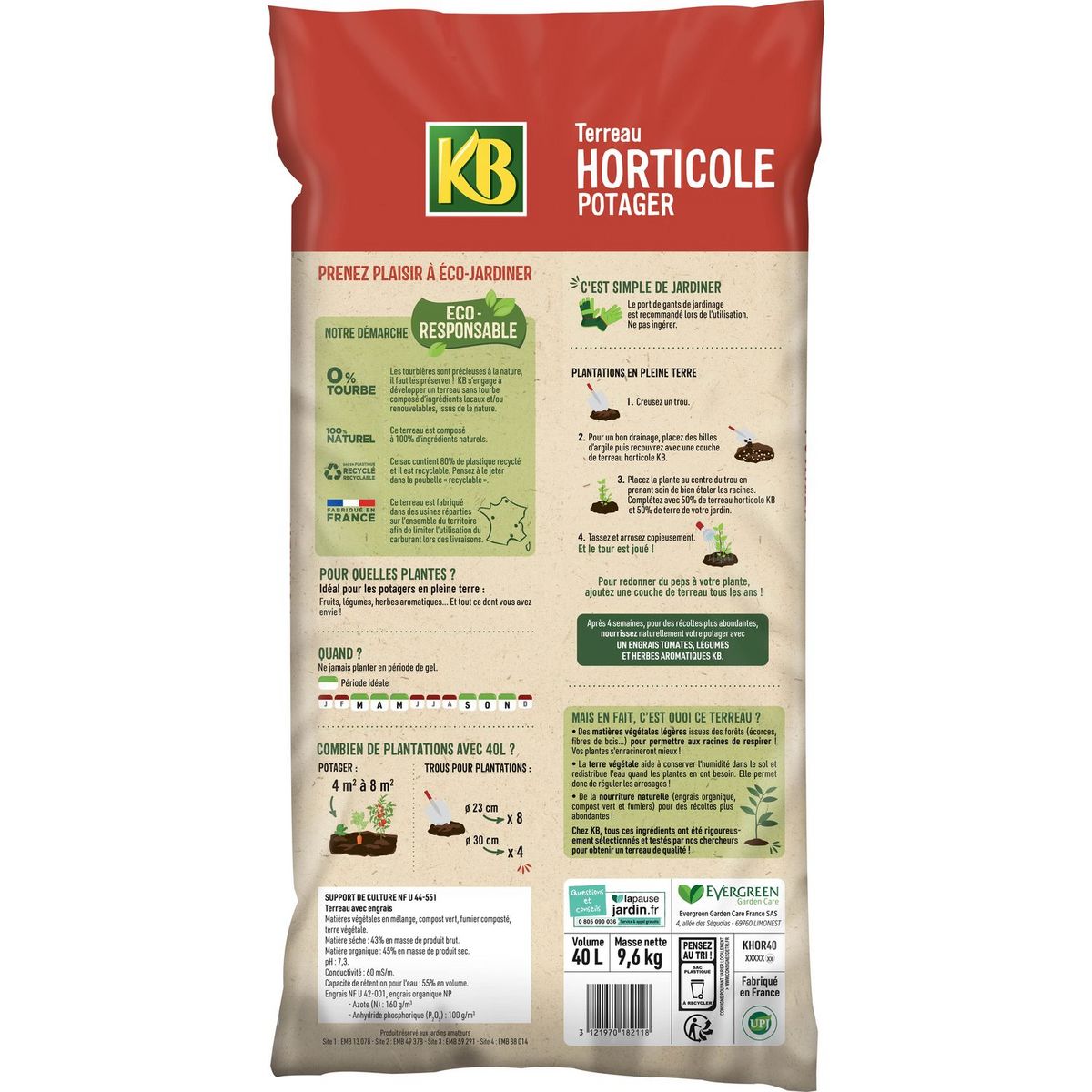 KB Terreau horticole potager UAB 35L
