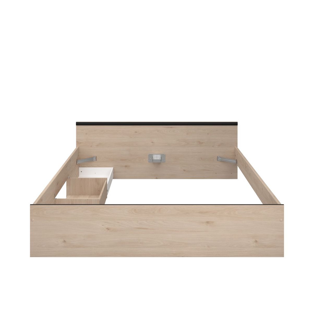 Lit double adulte avec tête de lit et rangements 160x200 cm DOWNTON