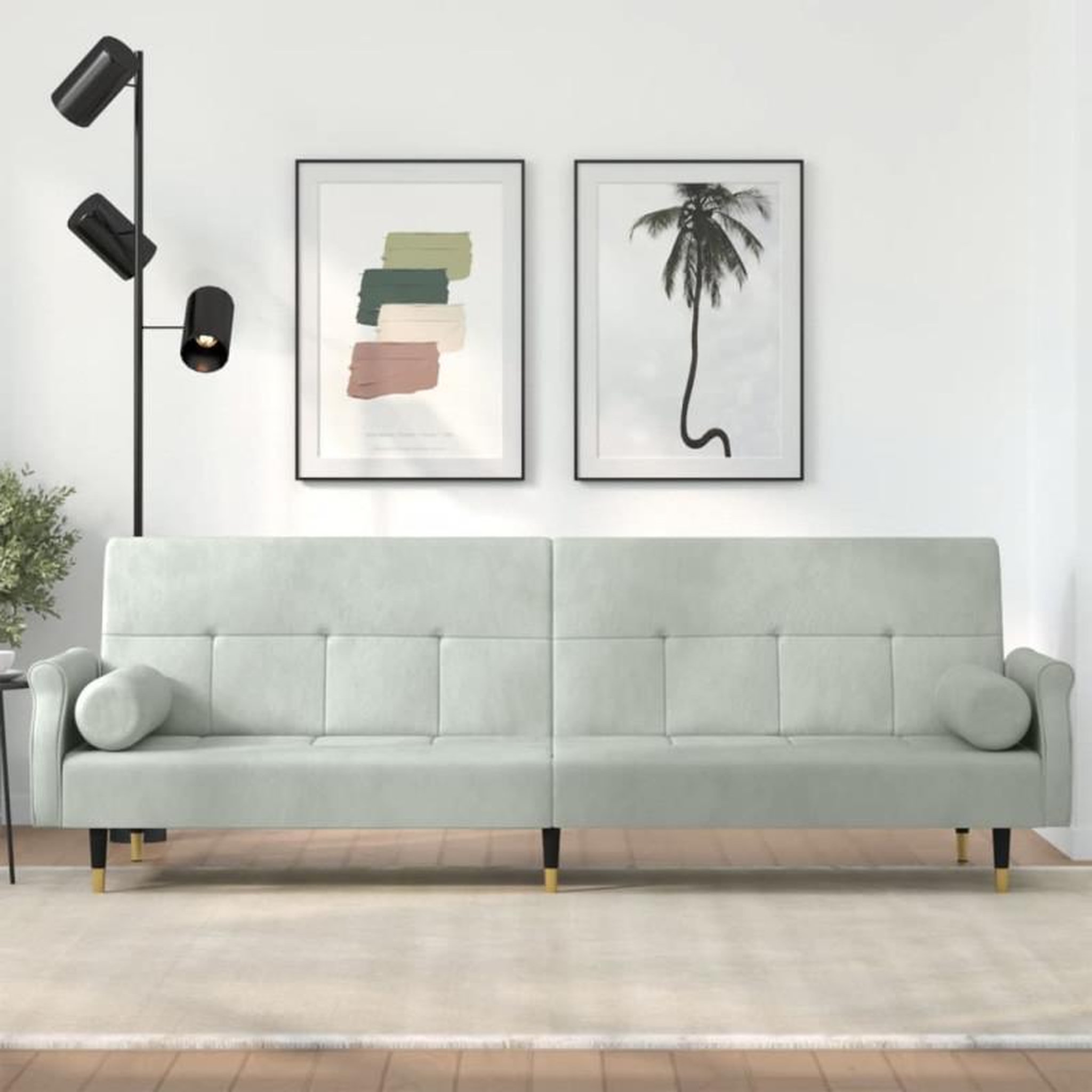 VIDAXL Canapé lit avec coussins gris clair velours