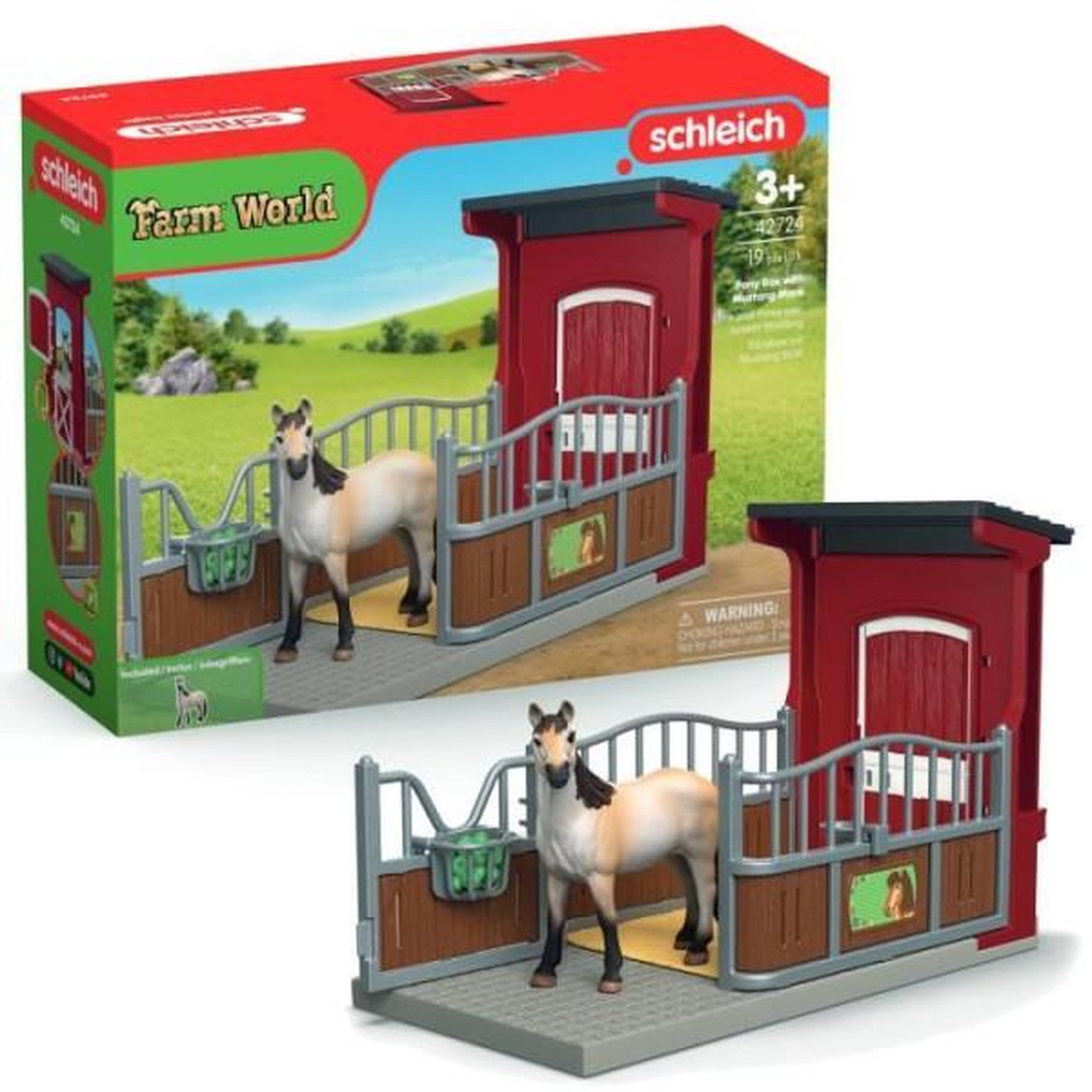 Schleich Coffret Box avec Jument Mustang, Figurine réaliste, Taille 24 cm, SCHLEICH 42724 Farm World, Des 4 ans