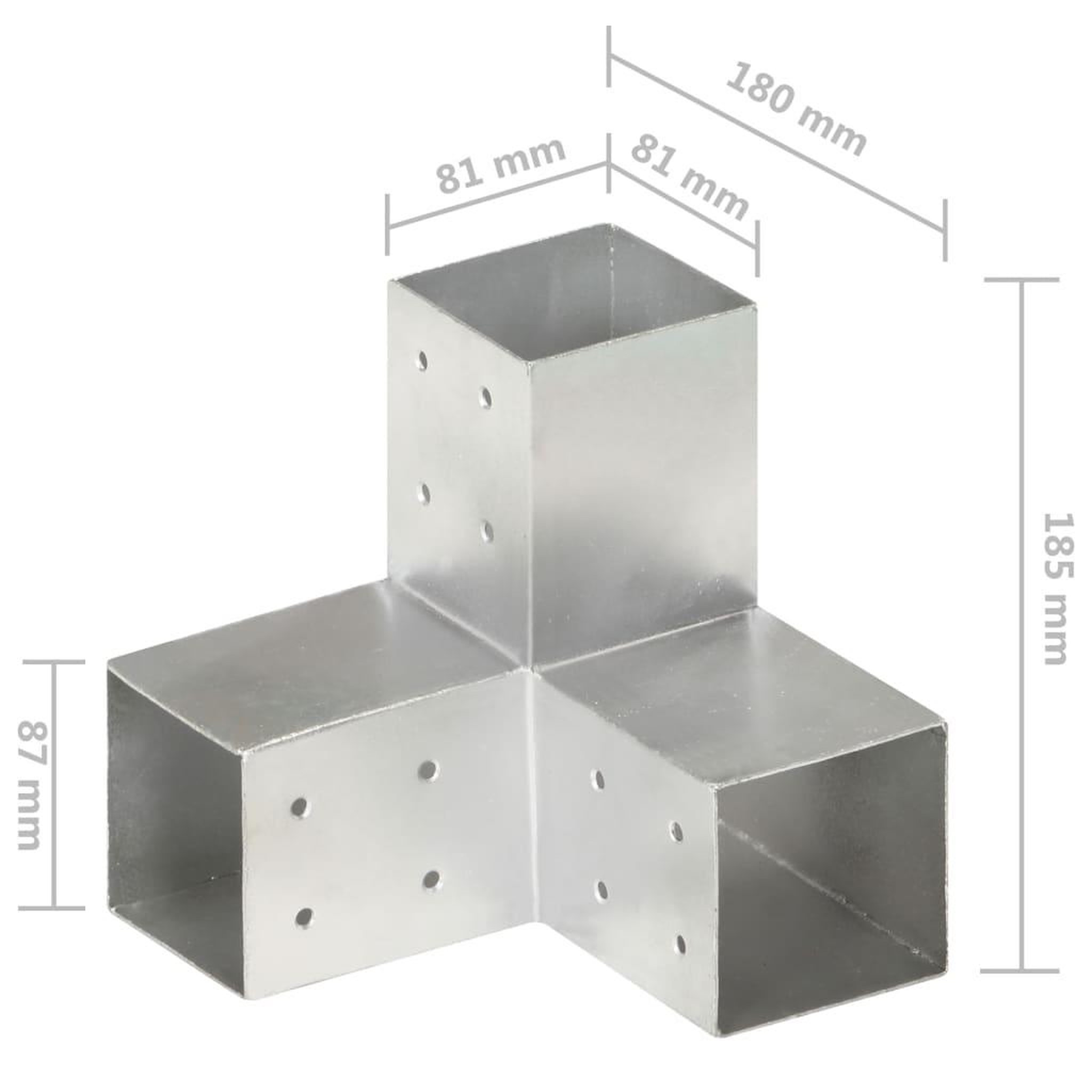 Voir la diapositive 6 : VIDAXL Connecteur de poteau Forme en Y Metal galvanise 81x81 mm
